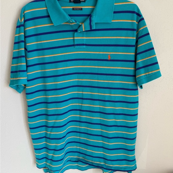 Polo Ralph Lauren Other - Men’s XL Turquoise Polo Ralph Lauren Retro, Stripped, Custom Fit, Preppy Polo